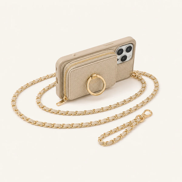 Custom Chain Strap Magnetic Wallet Phone Case side and back construction view
