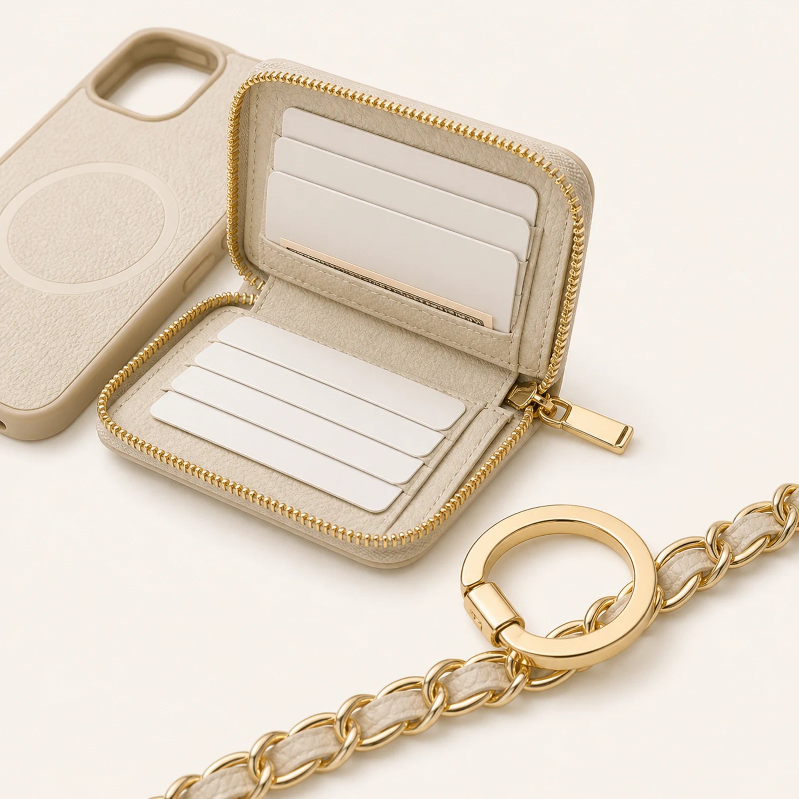 Custom Chain Strap Magnetic Wallet Phone Case function and craftsmanship detail