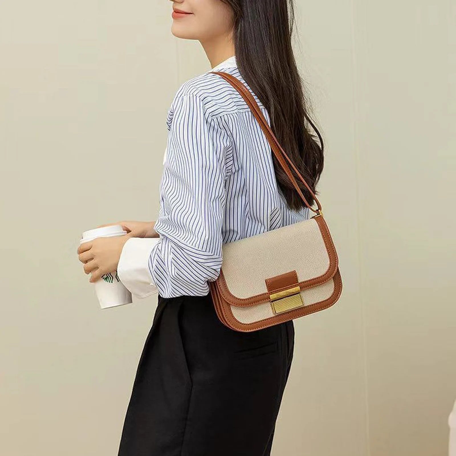 Color-Block Flap Shoulder Bag custom OEM reference C&K0250 - front view
