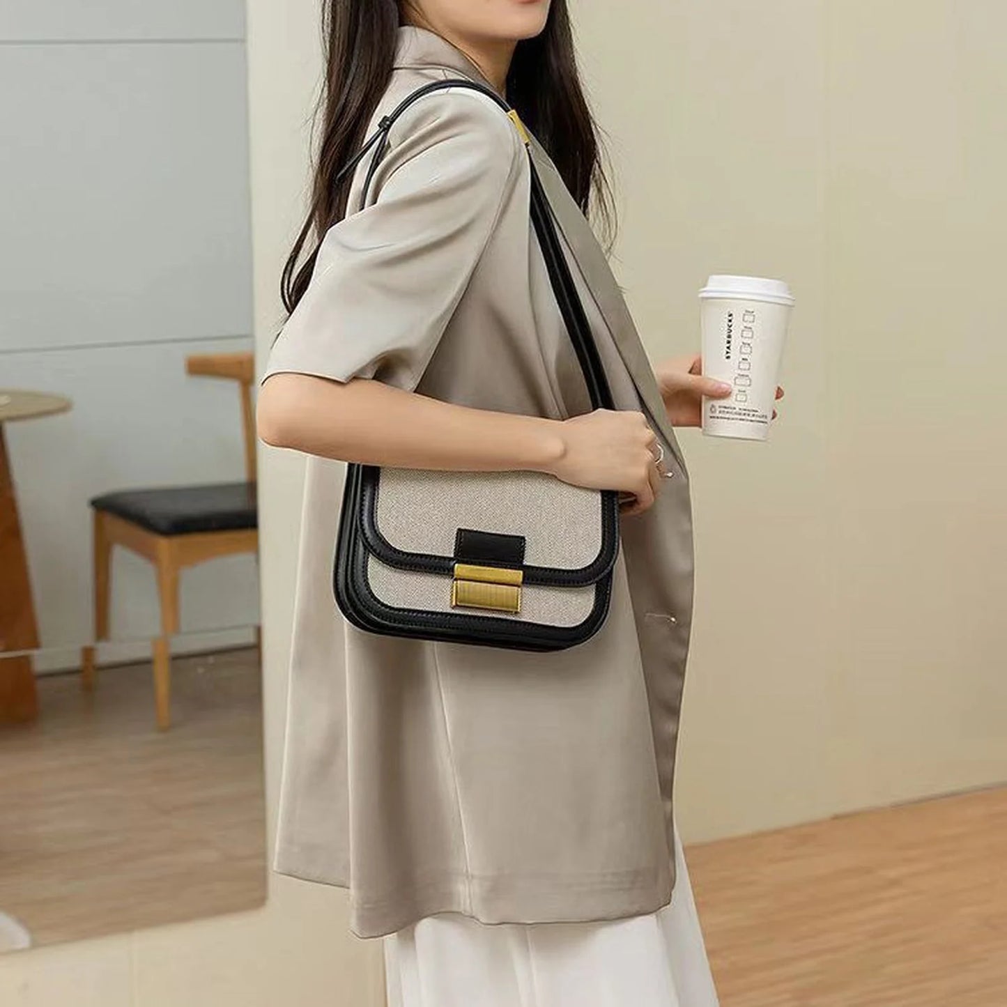 Color-Block Flap Shoulder Bag custom OEM reference C&K0250 - angled view