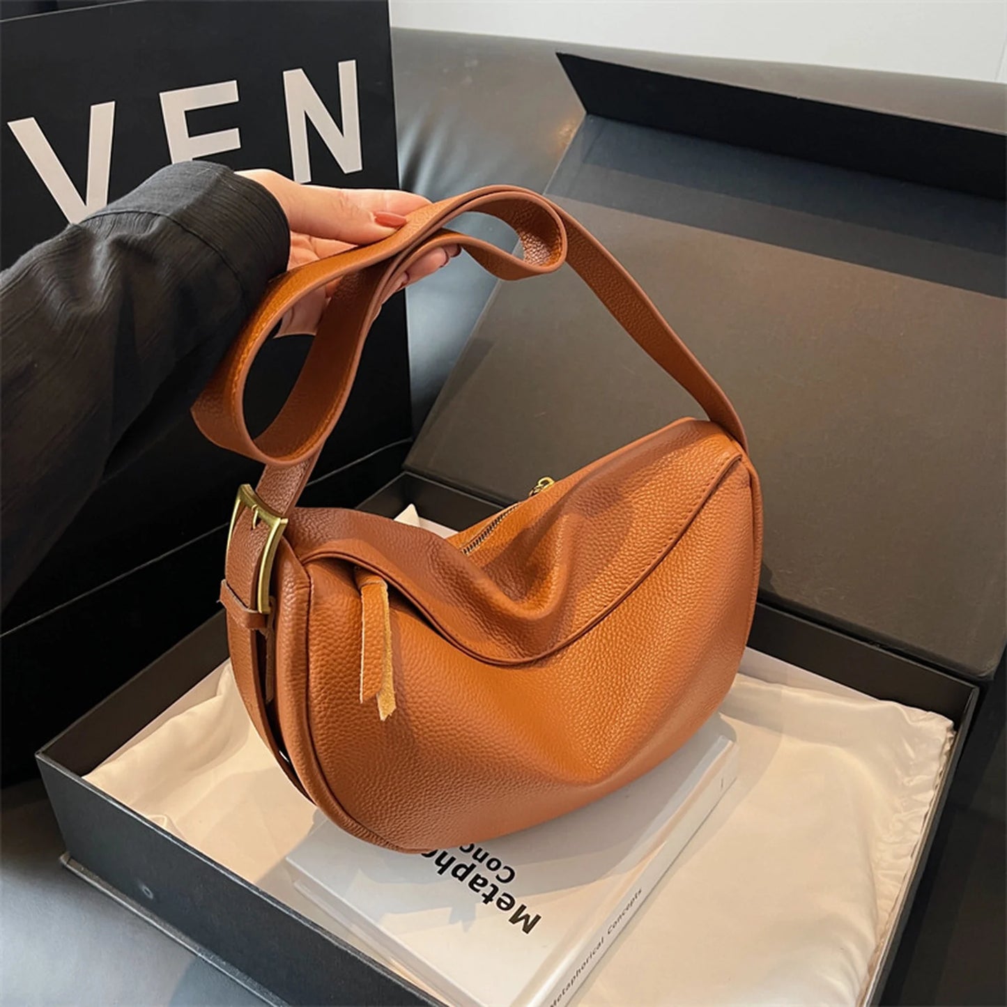 Crescent Hobo Shoulder Bag custom OEM reference 6058 - front view