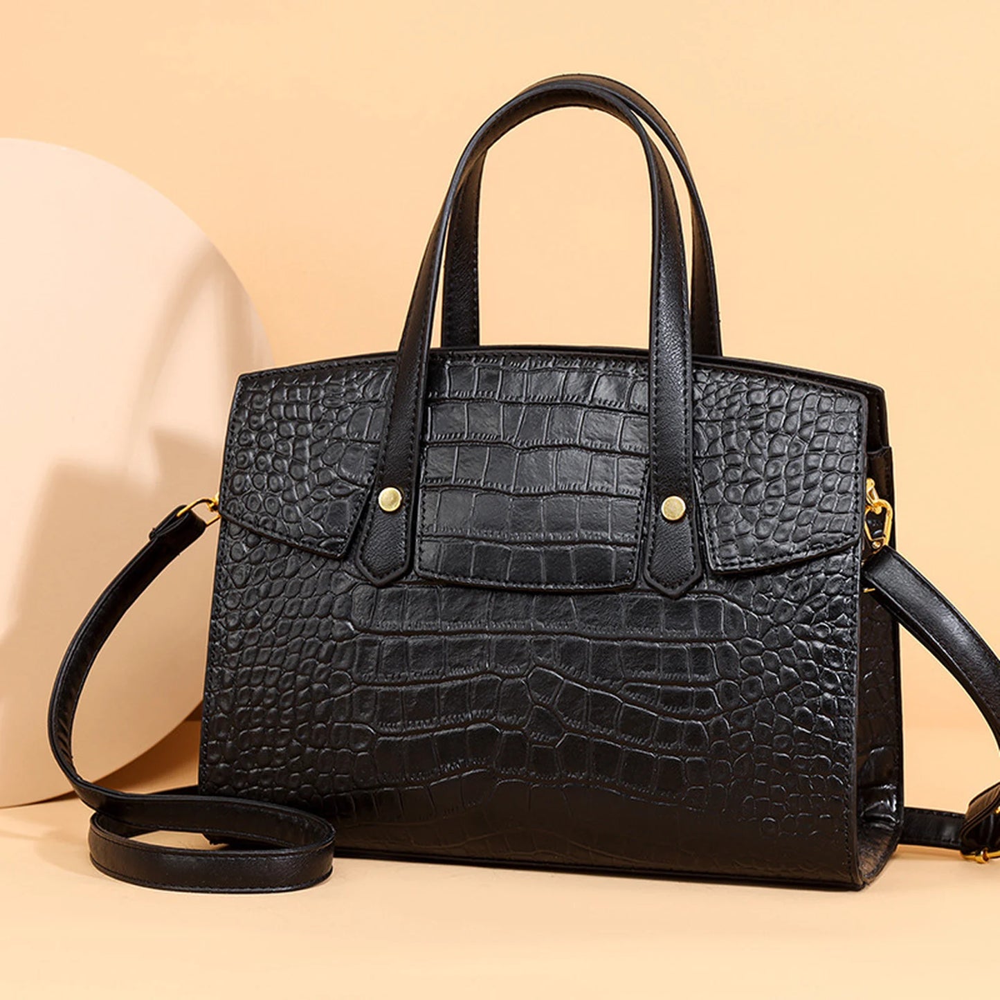 Crocodile-Embossed Structured Tote custom OEM reference YPJ&9125K1 - front view