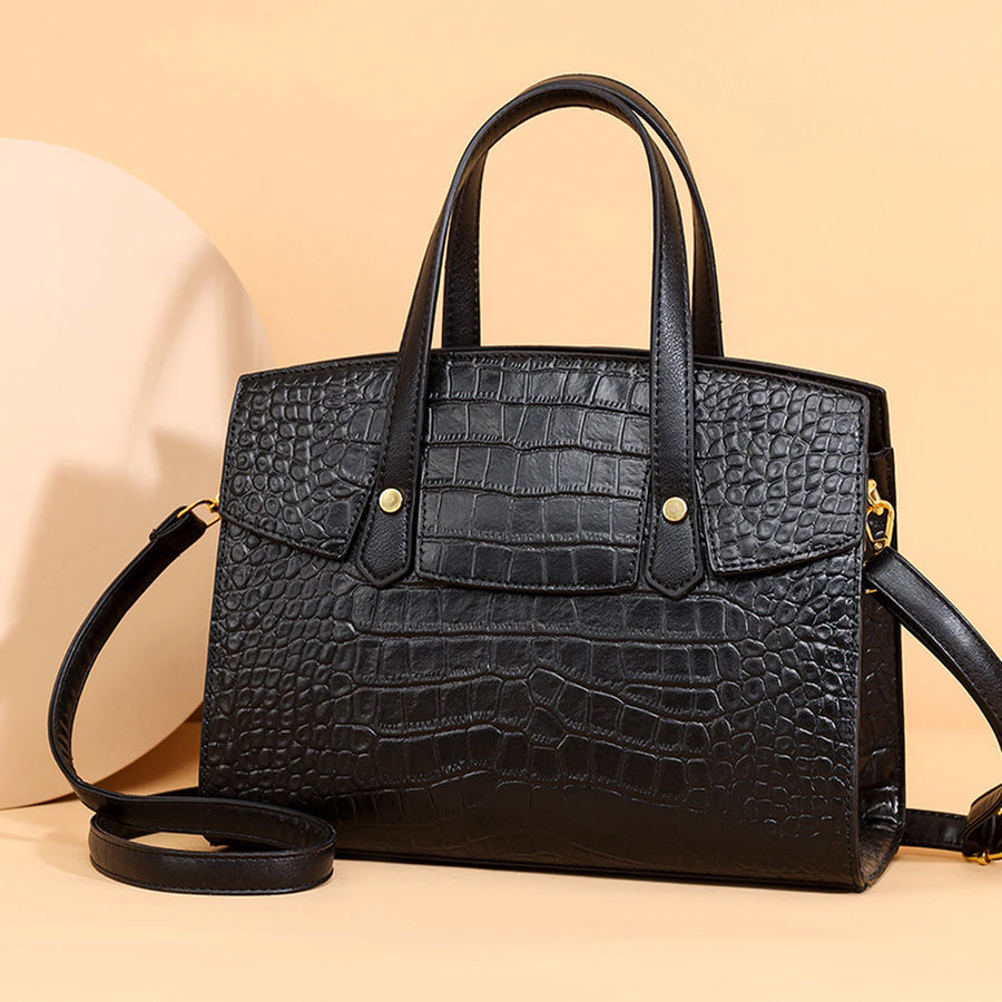 Crocodile-Embossed Structured Tote custom OEM reference YPJ&9125K1 - front view