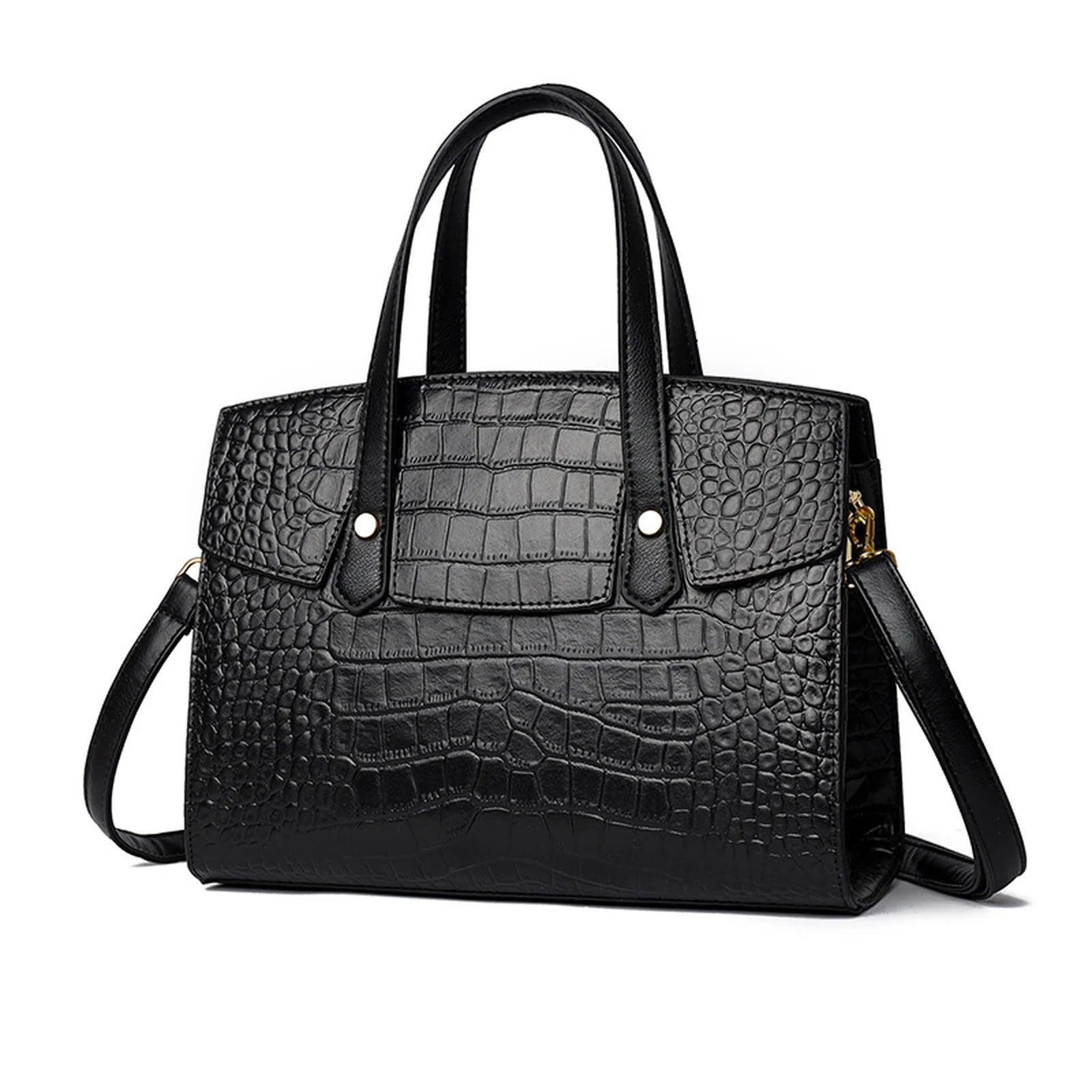 Crocodile-Embossed Structured Tote custom OEM reference YPJ&9125K1 - side or carry view