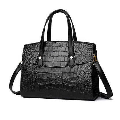 Crocodile-Embossed Structured Tote custom OEM reference YPJ&9125K1 - side or carry view