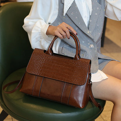 Crocodile-Embossed Top-Handle Satchel custom OEM reference M8519 - color or styling view