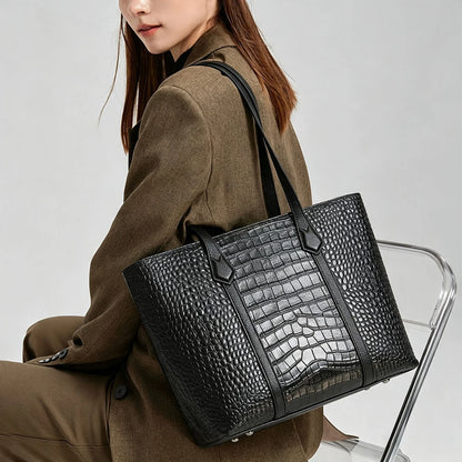 Crocodile-Embossed Work Tote Bag custom OEM reference 5588 - front view