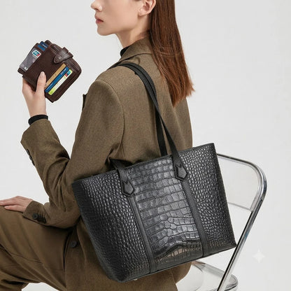 Crocodile-Embossed Work Tote Bag custom OEM reference 5588 - structure view