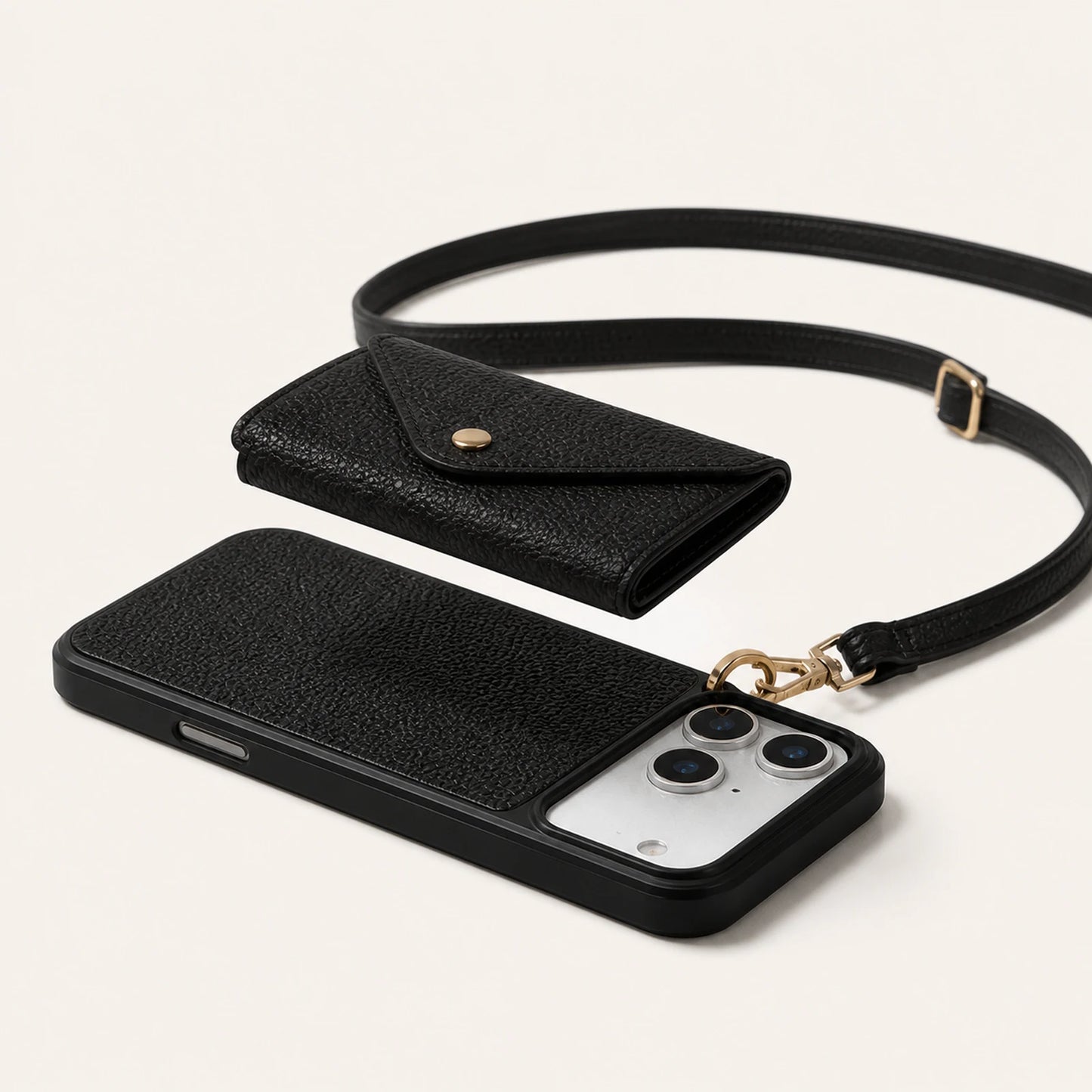 Custom Detachable Magnetic Wallet Crossbody Phone Case side and back construction view