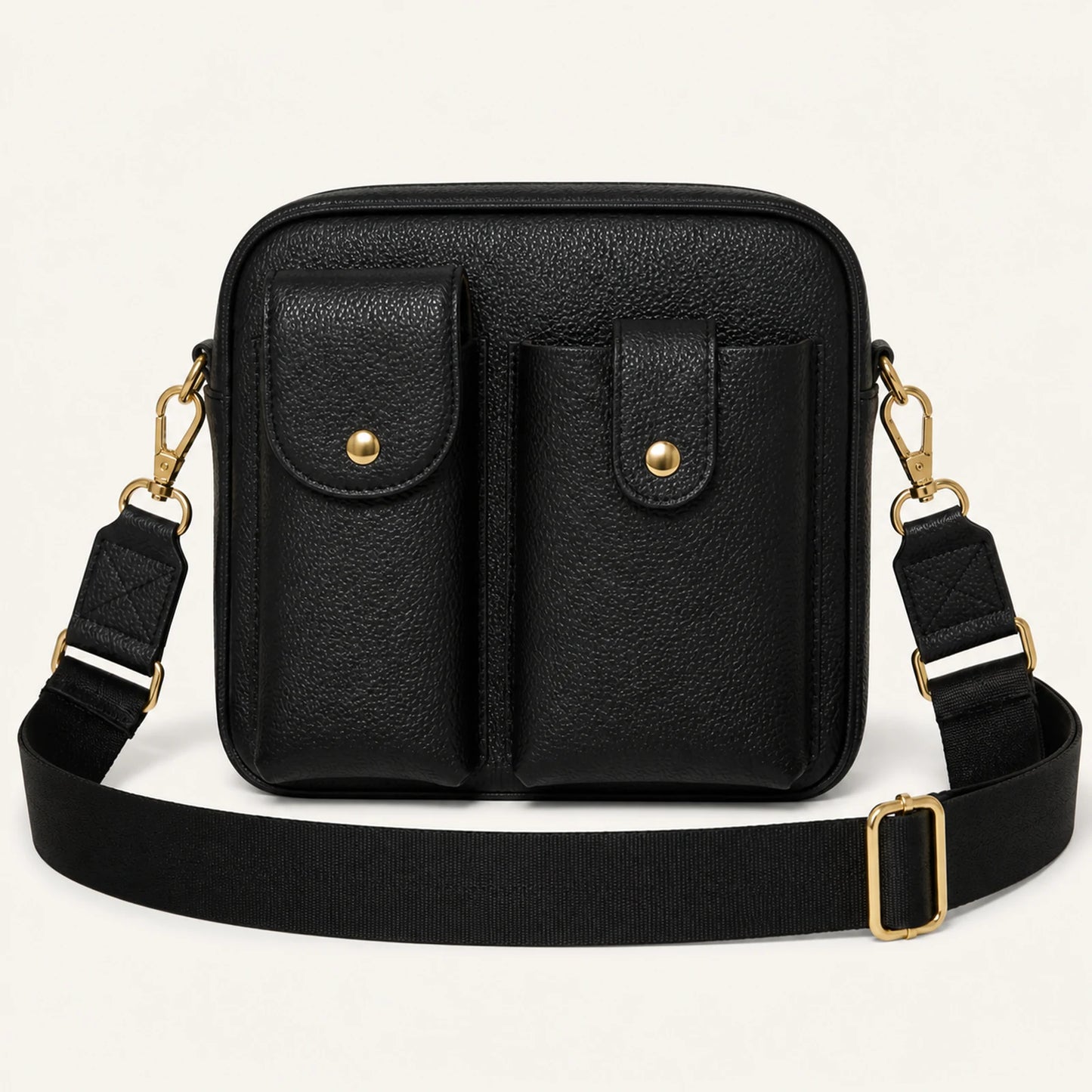 Custom Dual-Pocket Leather Crossbody Phone Bag structure and component view