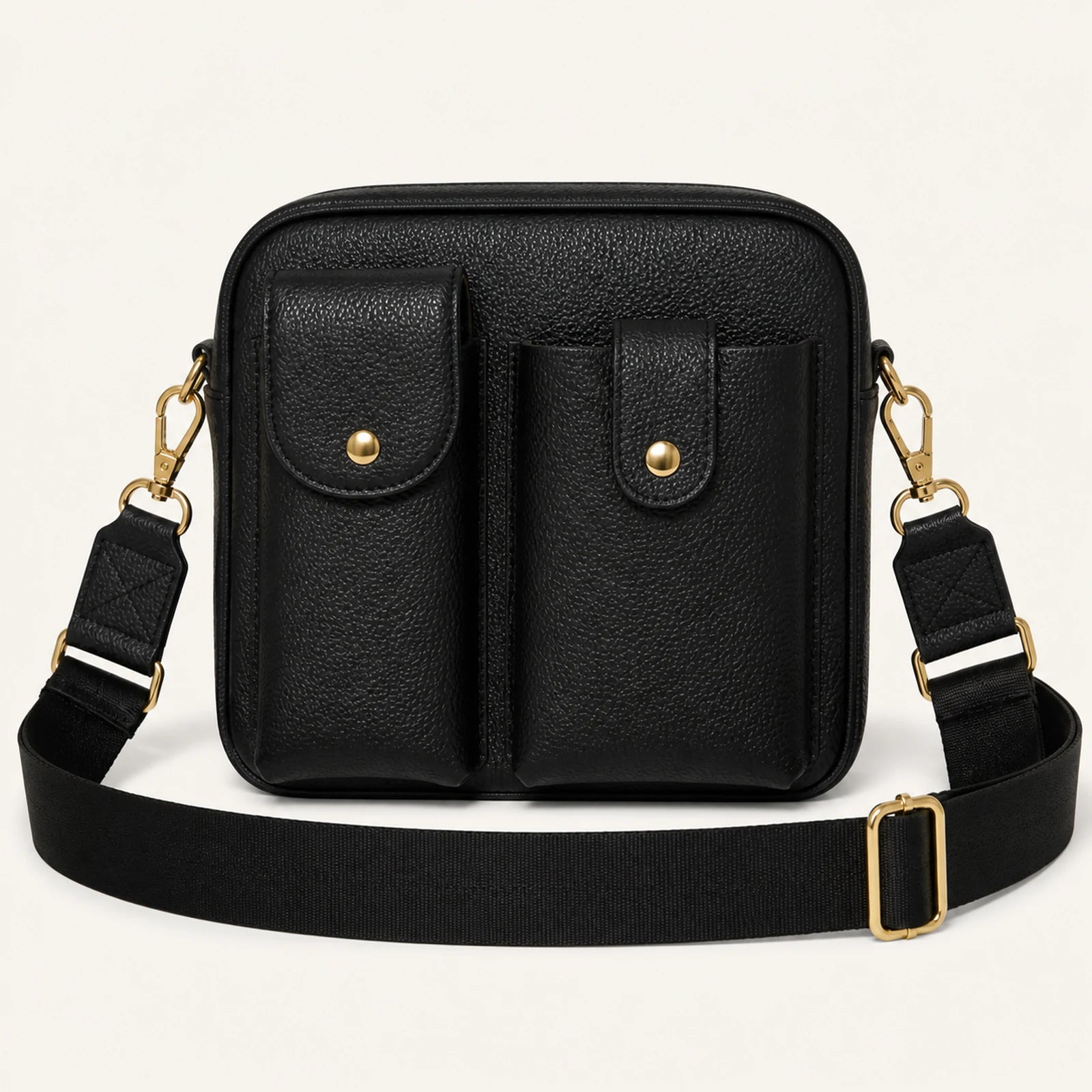 Custom Dual-Pocket Leather Crossbody Phone Bag structure and component view