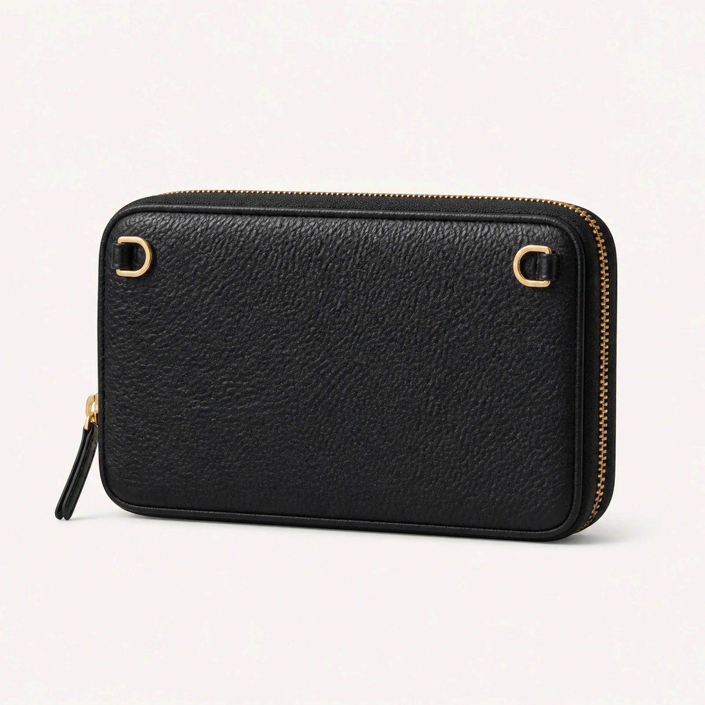 Custom Expanded Leather Zip Pouch front product view
