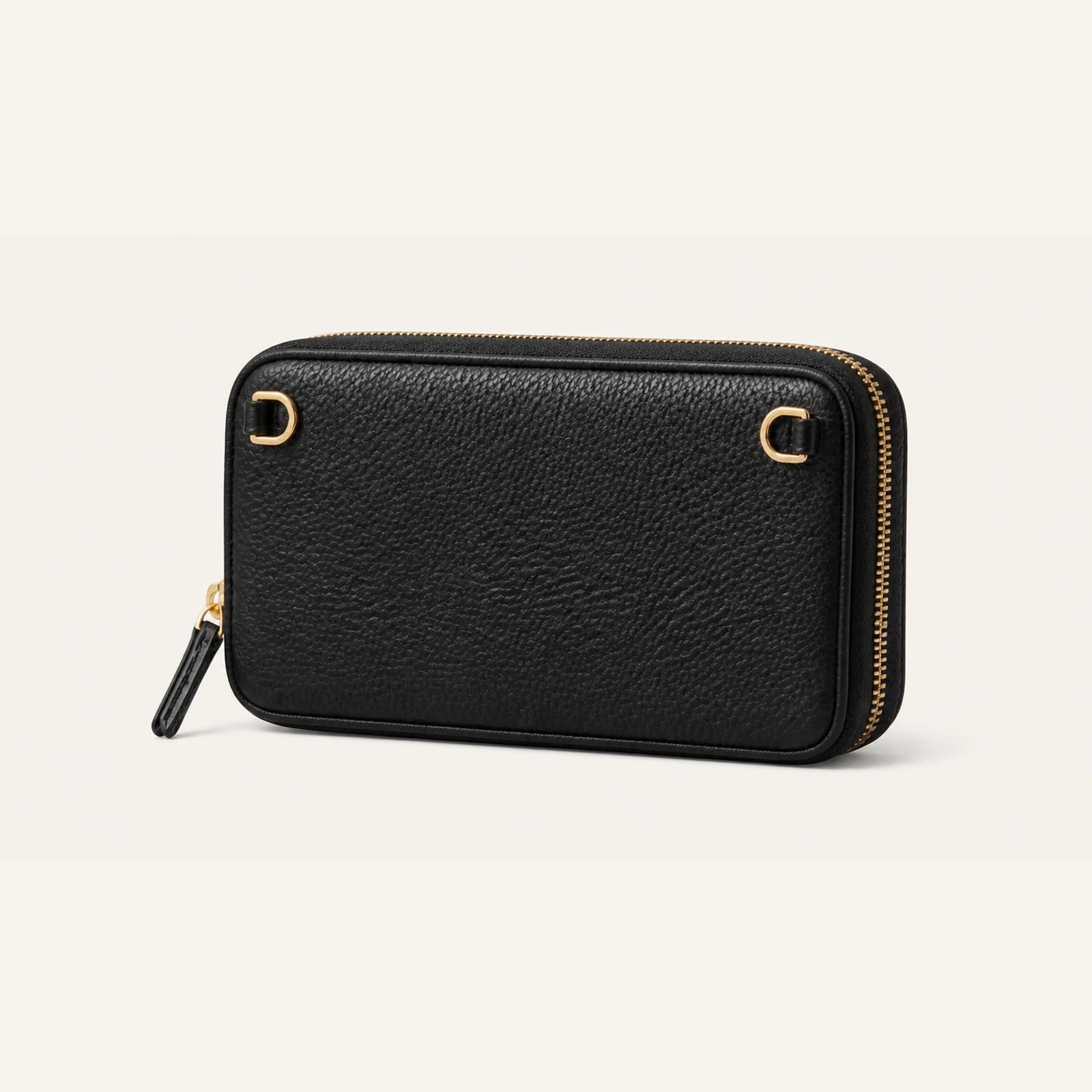 Custom Expanded Leather Zip Pouch side and back construction view