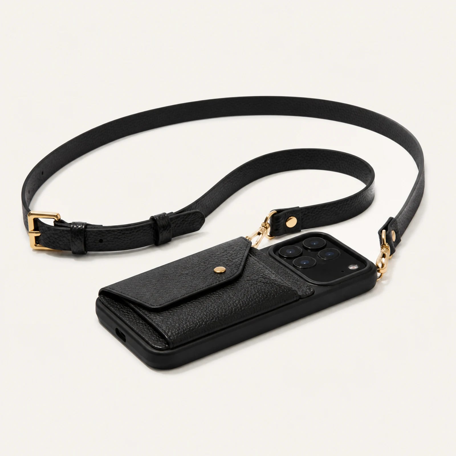Custom Fixed Card Wallet Crossbody Phone Case side and back construction view