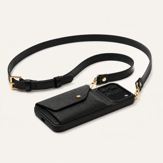 Custom Fixed Card Wallet Crossbody Phone Case side and back construction view