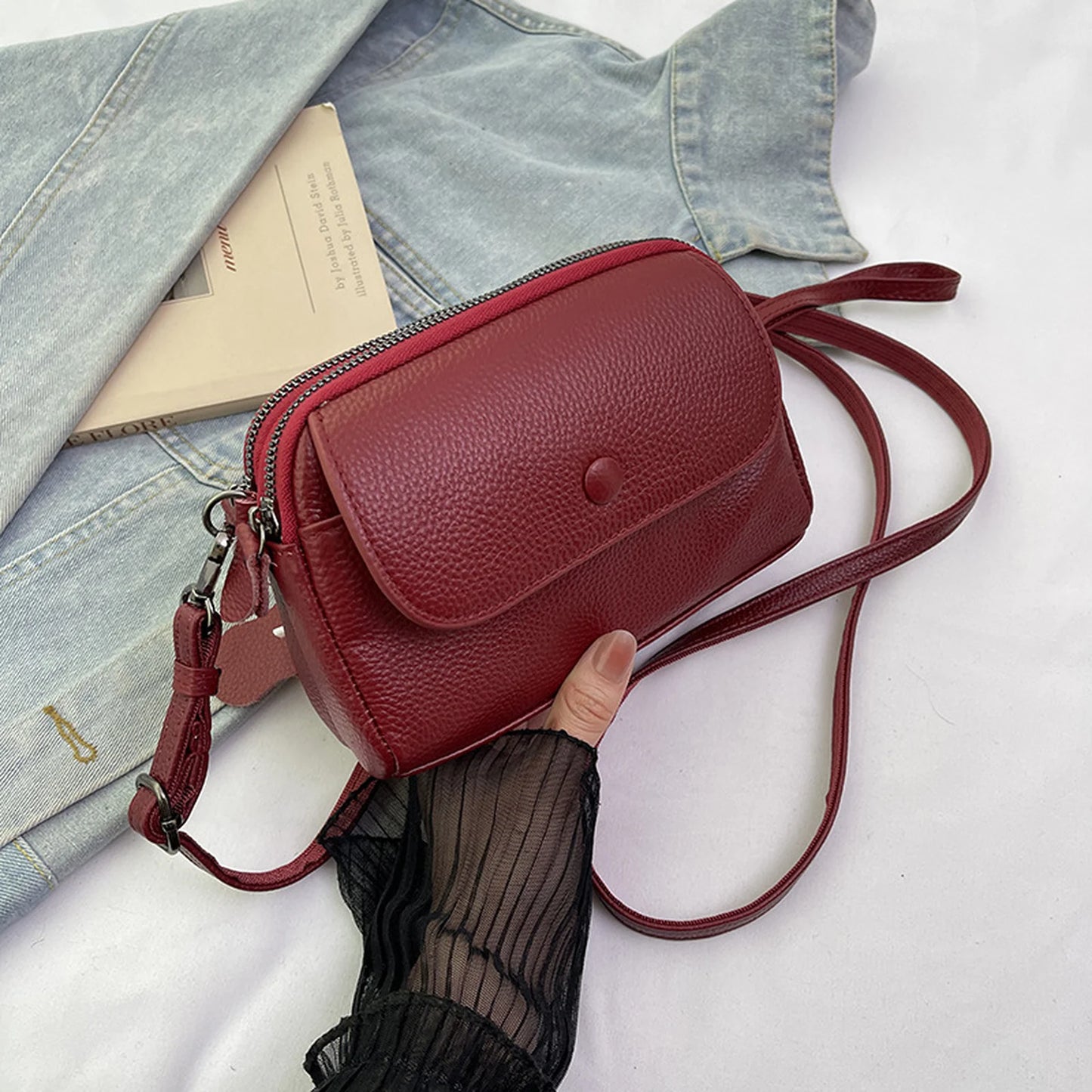 Flap Camera Crossbody Bag custom OEM reference 1235# - side or carry view