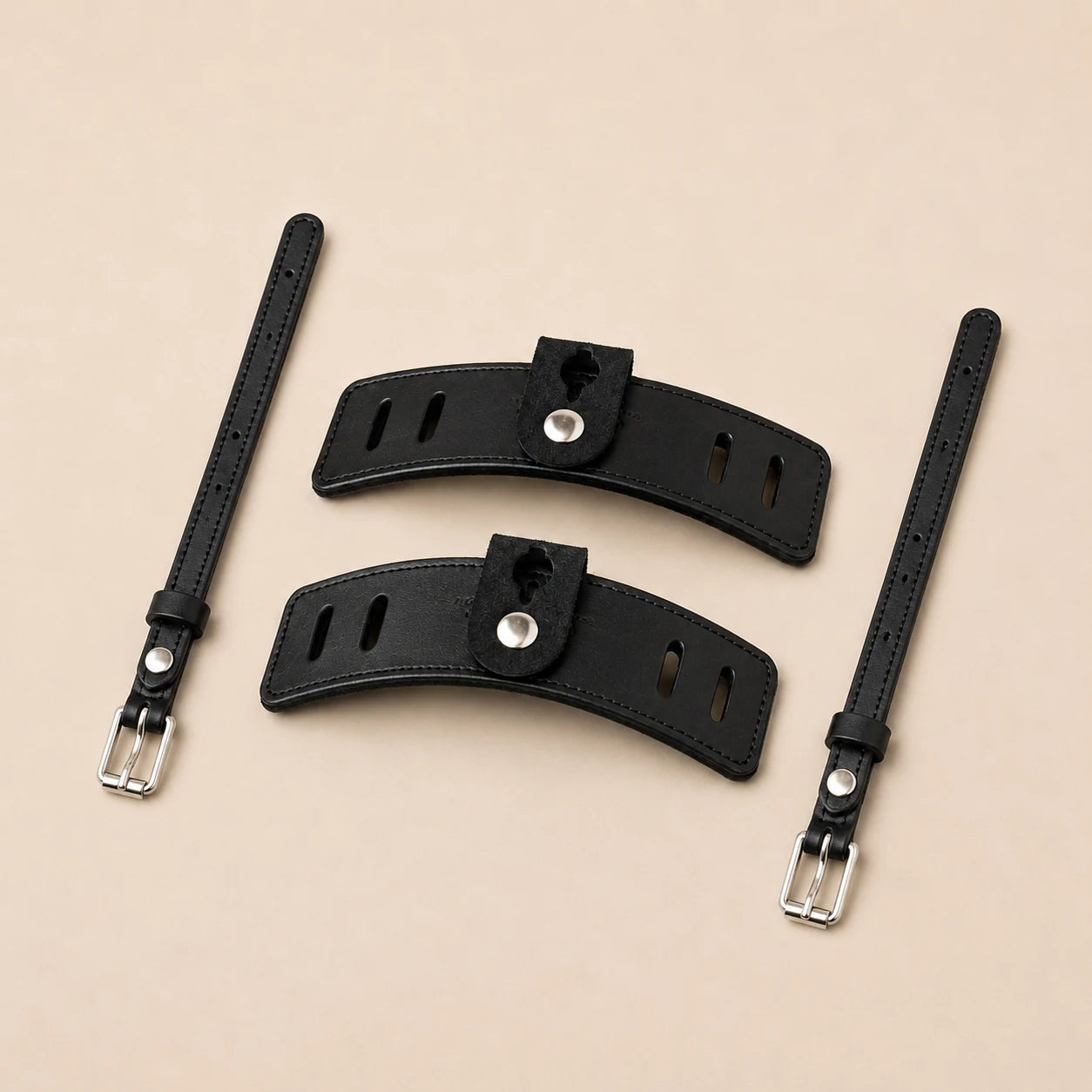 Black full-grain leather spur guard with stitched strap option