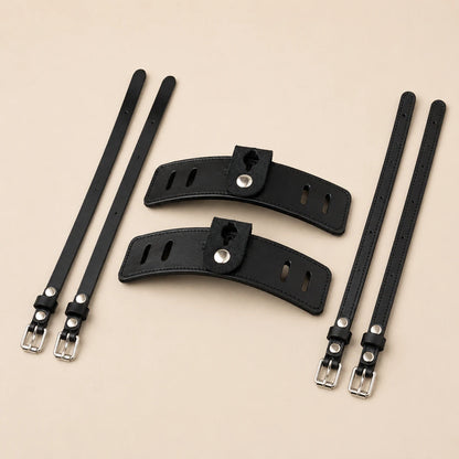 Custom leather spur guard and strap construction options