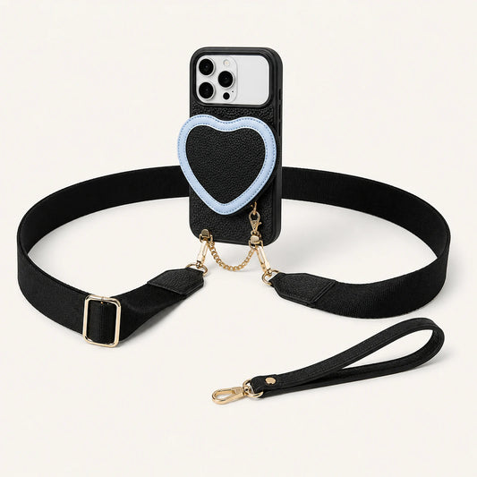 Custom Heart Pouch Crossbody Phone Case front product view