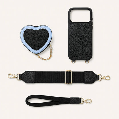 Custom Heart Pouch Crossbody Phone Case structure and component view