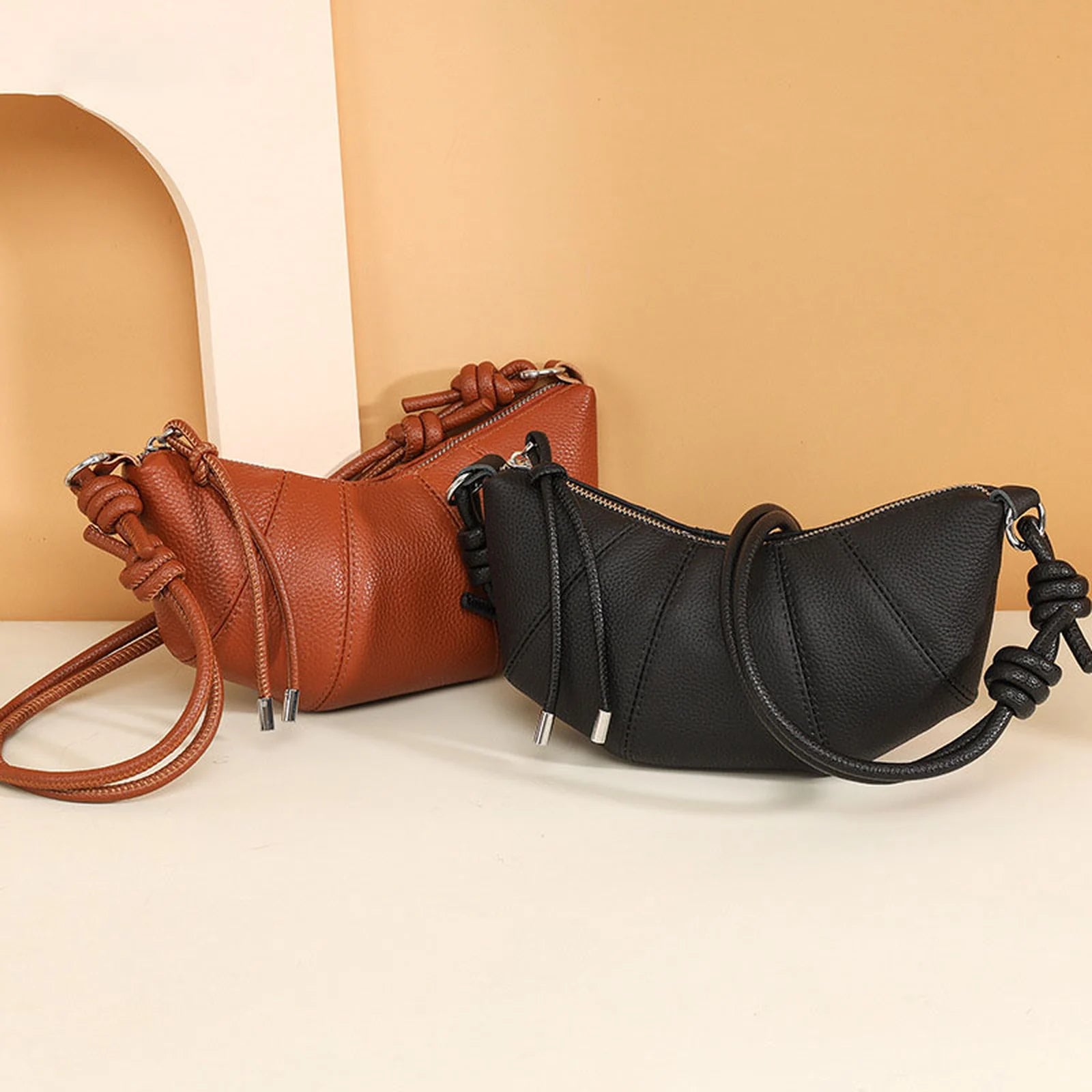Knotted-Handle Soft Crossbody Bag custom OEM reference 02261 - front view