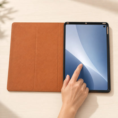 Custom Leather iPad Folio Case For 9.7 And 10.2 Inch Models Brown (Wholesale/OEM Manufacturer) - image 04
