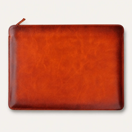 Full Grain Leather Macbook Sleeve 13 14 Inch Burnished Tan (Wholesale/OEM Manufacturer) - image 01