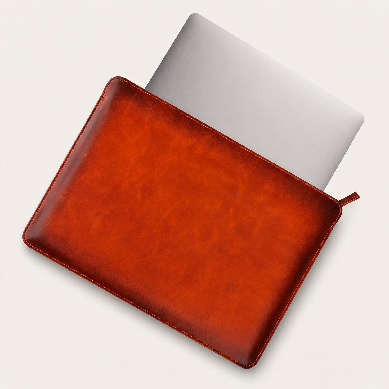 Full Grain Leather Macbook Sleeve 13 14 Inch Burnished Tan (Wholesale/OEM Manufacturer) - image 03