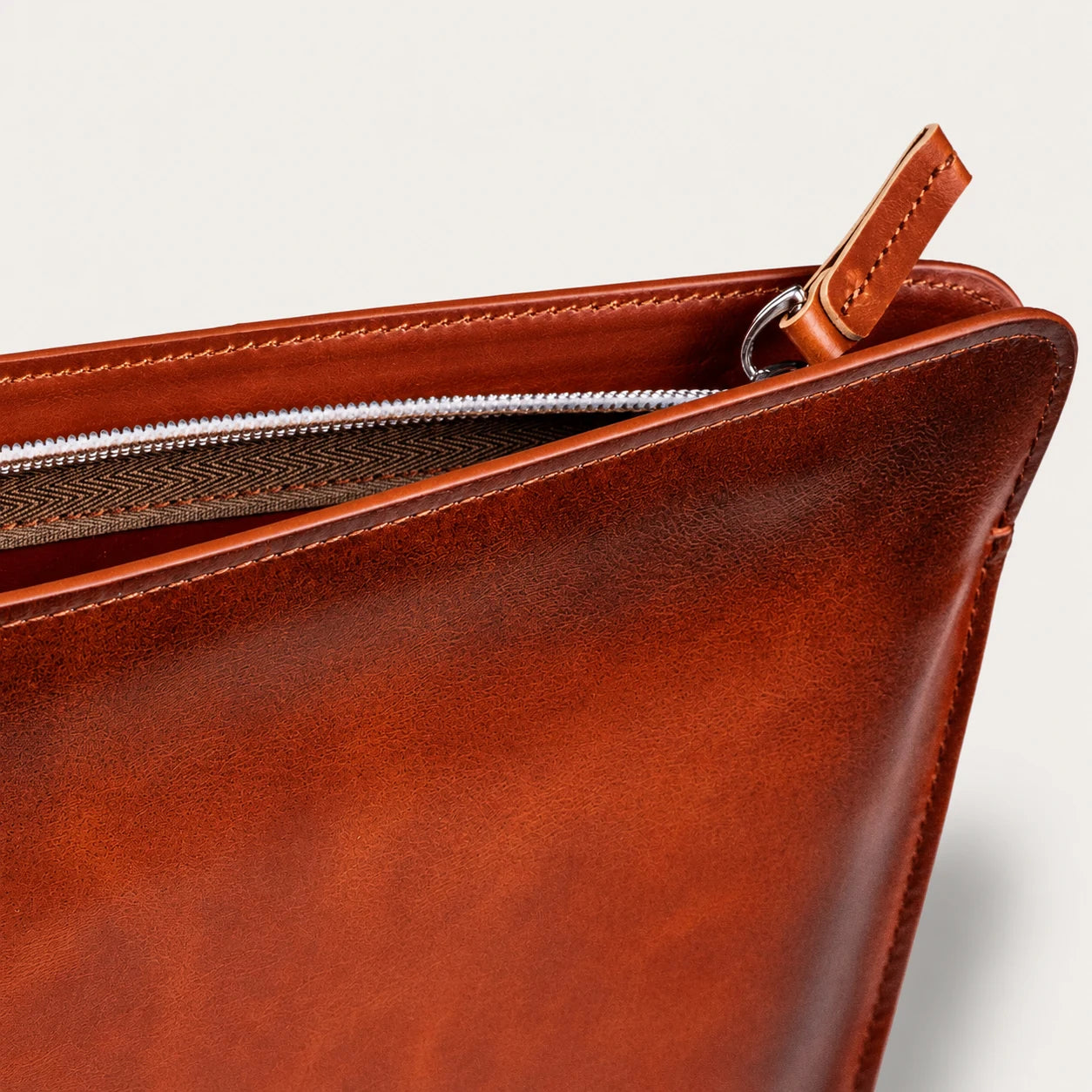 Full Grain Leather Macbook Sleeve 13 14 Inch Burnished Tan (Wholesale/OEM Manufacturer) - image 06