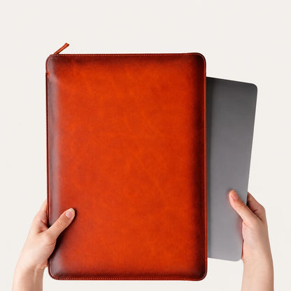 Full Grain Leather Macbook Sleeve 13 14 Inch Burnished Tan (Wholesale/OEM Manufacturer) - image 07