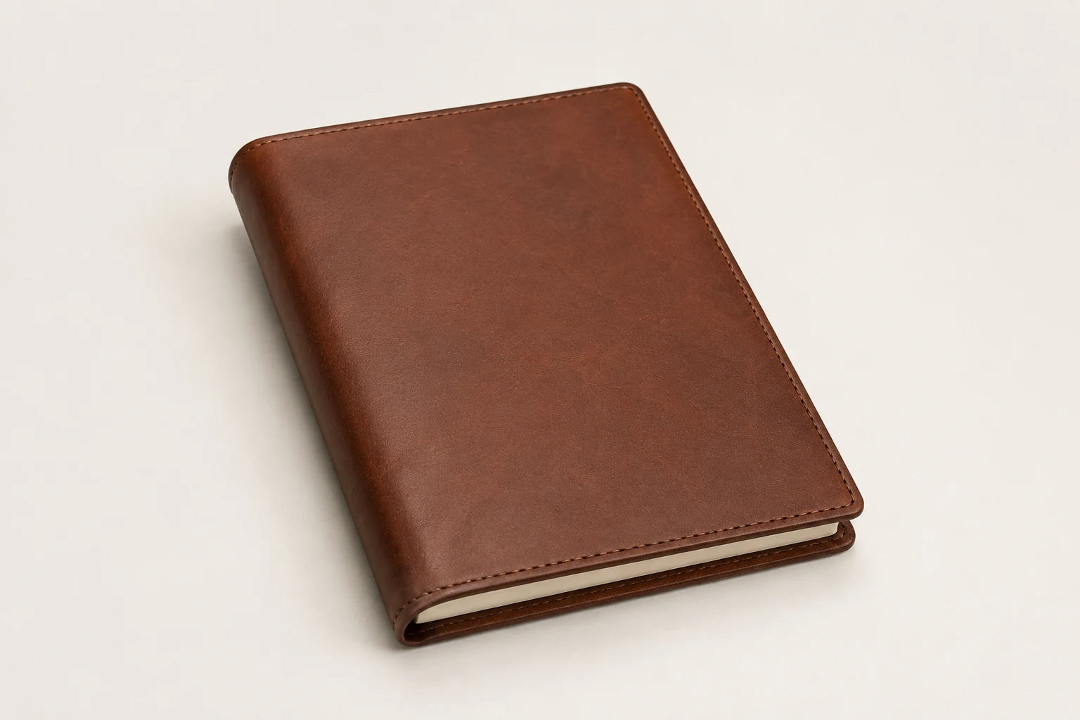 Brown full-grain leather journal notebook concept sample for OEM wholesale production