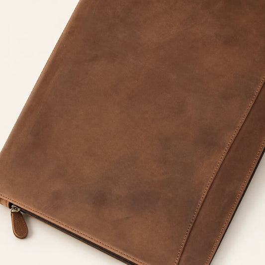 Leather Folio Folder - Crazy Horse and Oiled Wax Leather (Wholesale/OEM Manufacturer) - image 03