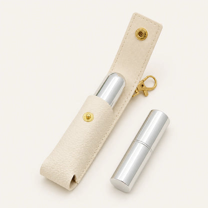 Open single-tube lipstick holder shown with a standard lipstick