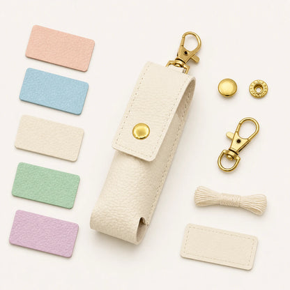 OEM material, color, hardware, stitching and logo customization options for the lipstick holder