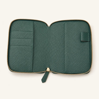 卵石纹牛皮拉链护照钱包套，带信用卡槽和笔槽，批发oem (Wholesale/OEM Manufacturer) - image 05