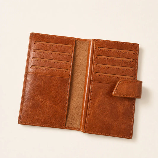 Oiled Wax Leather Long Card Holder (Wholesale/OEM Manufacturer) - image 02