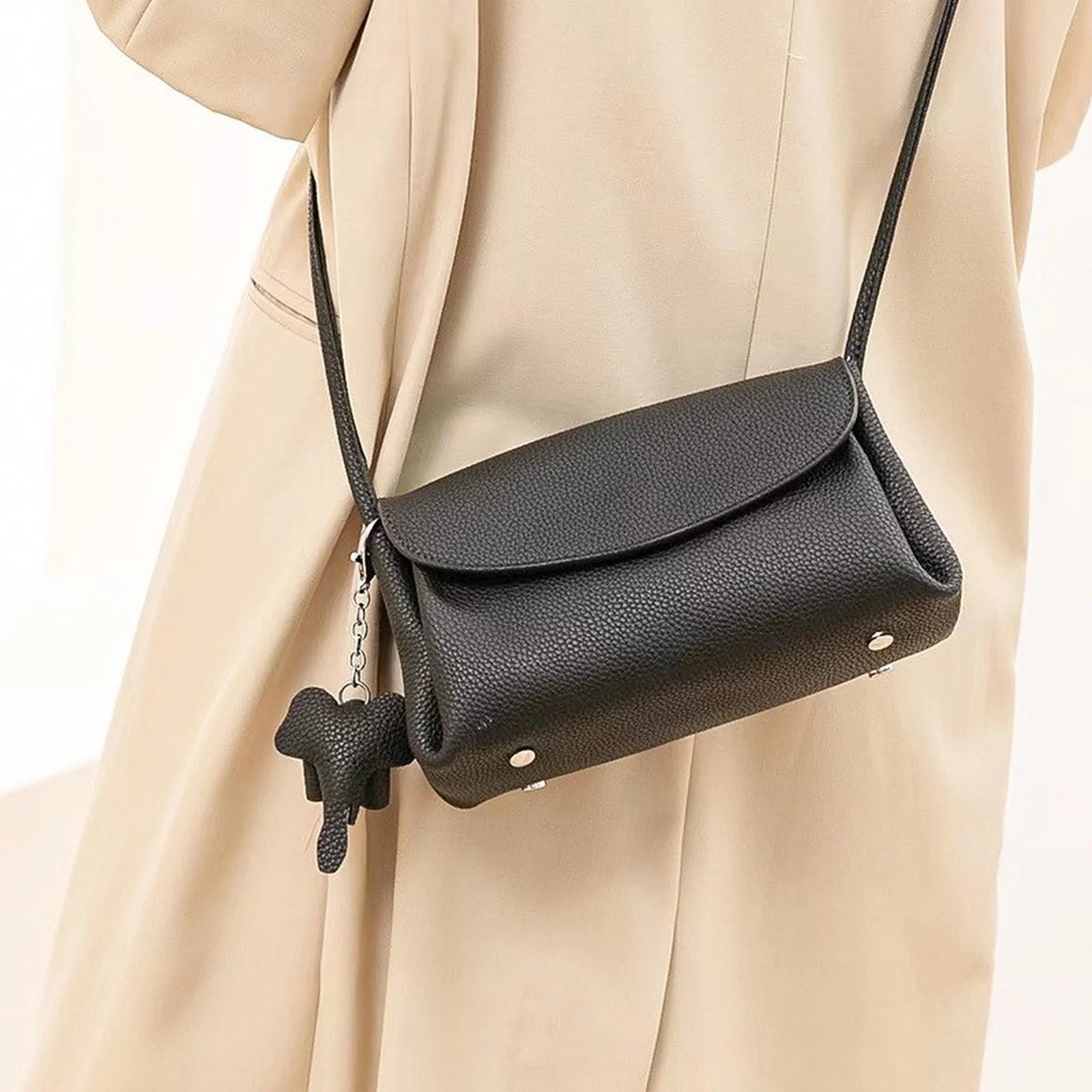 Minimal Flap Crossbody Bag custom OEM reference 7117 - side or carry view