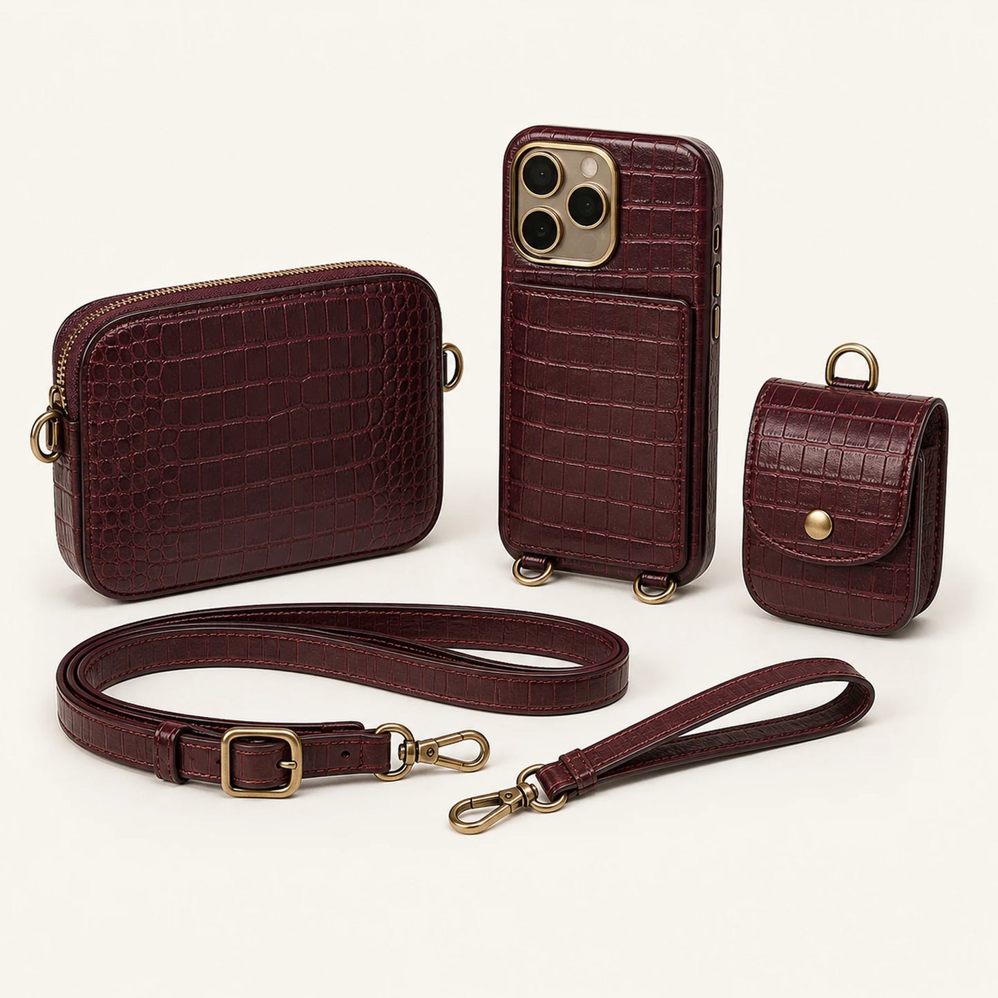 Custom Modular Wallet Crossbody Phone Case Set front product view