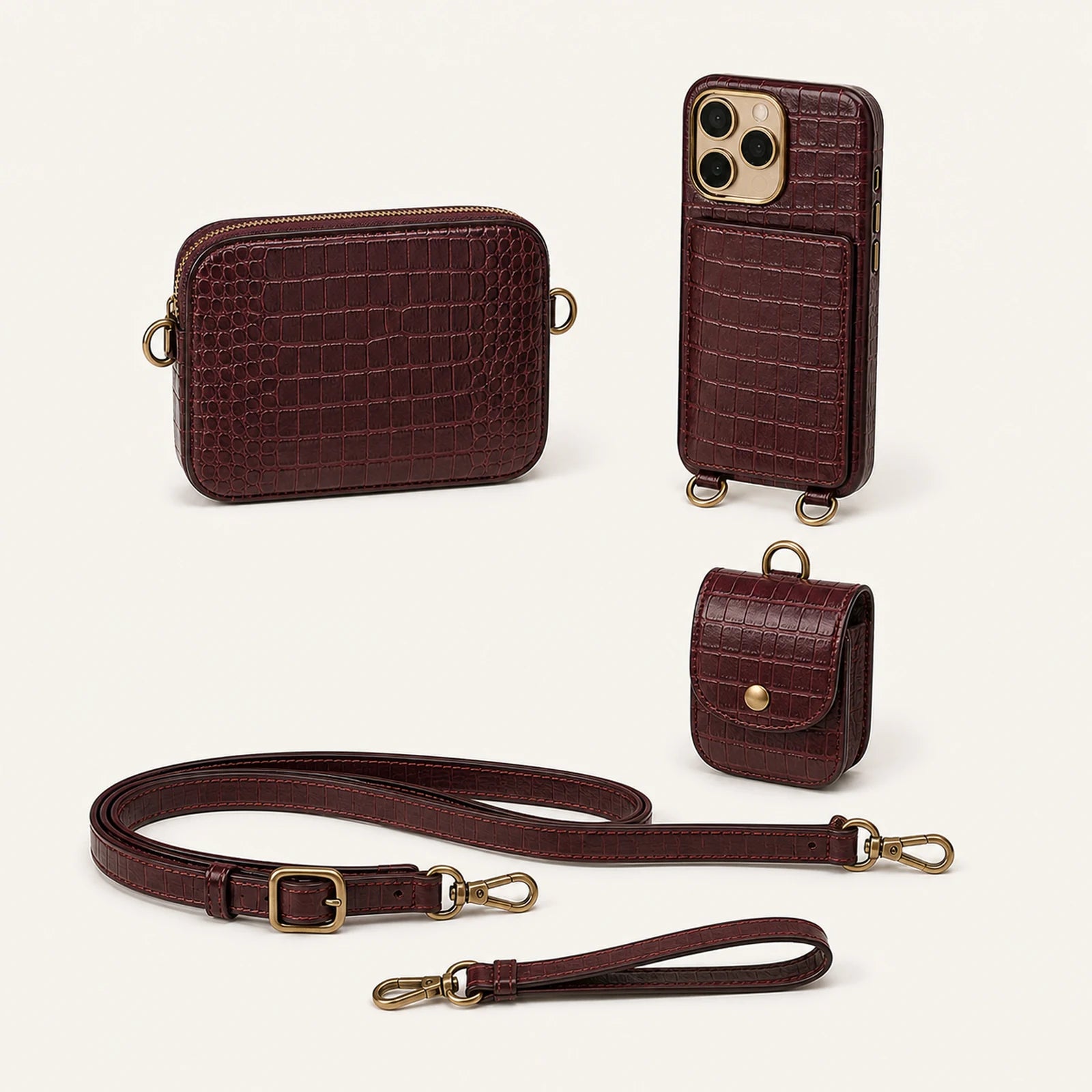 Custom Modular Wallet Crossbody Phone Case Set structure and component view