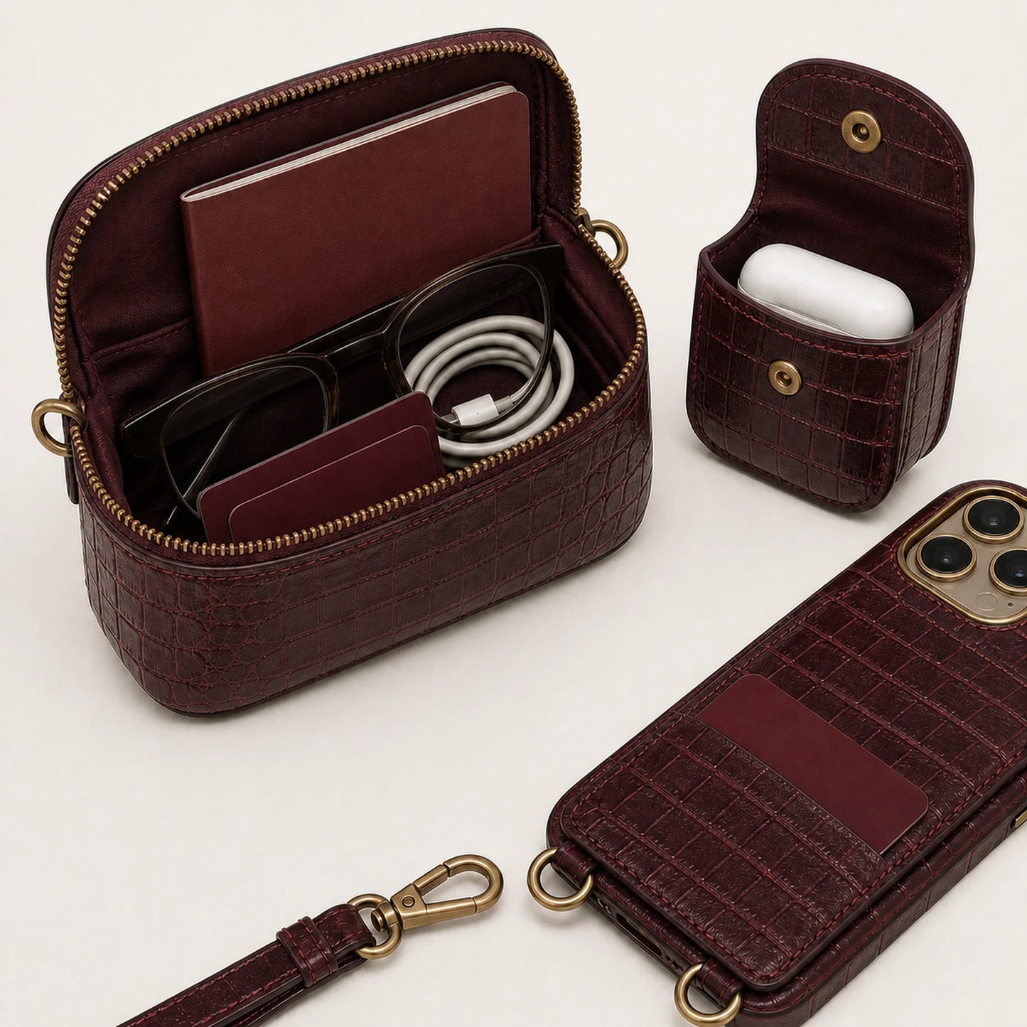 Custom Modular Wallet Crossbody Phone Case Set function and craftsmanship detail