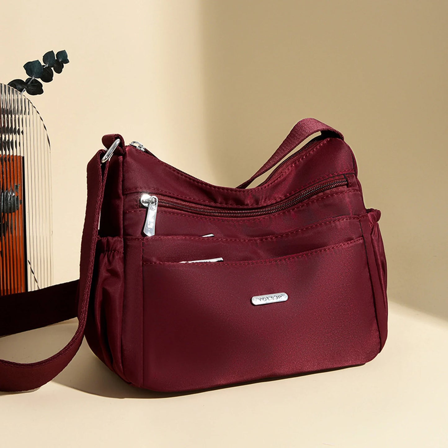 Multi-Pocket Travel Shoulder Bag custom OEM reference SL&3854 - side or carry view