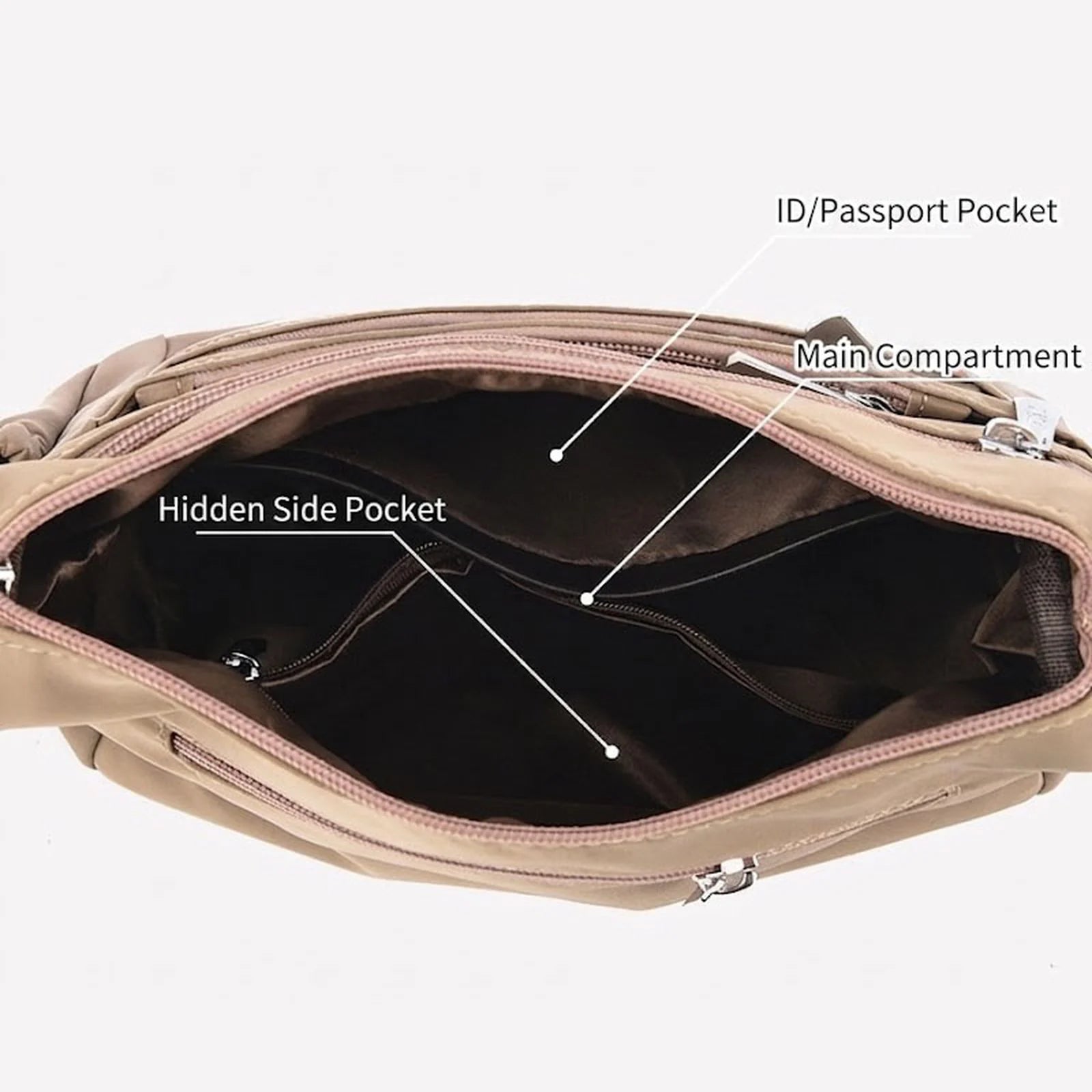Multi-Pocket Travel Shoulder Bag custom OEM reference SL&3854 - detail view