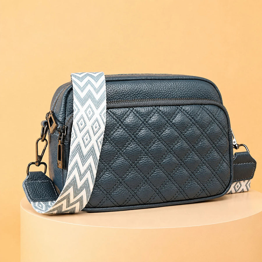 Quilted Wide-Strap Camera Bag custom OEM reference 1081 - front view