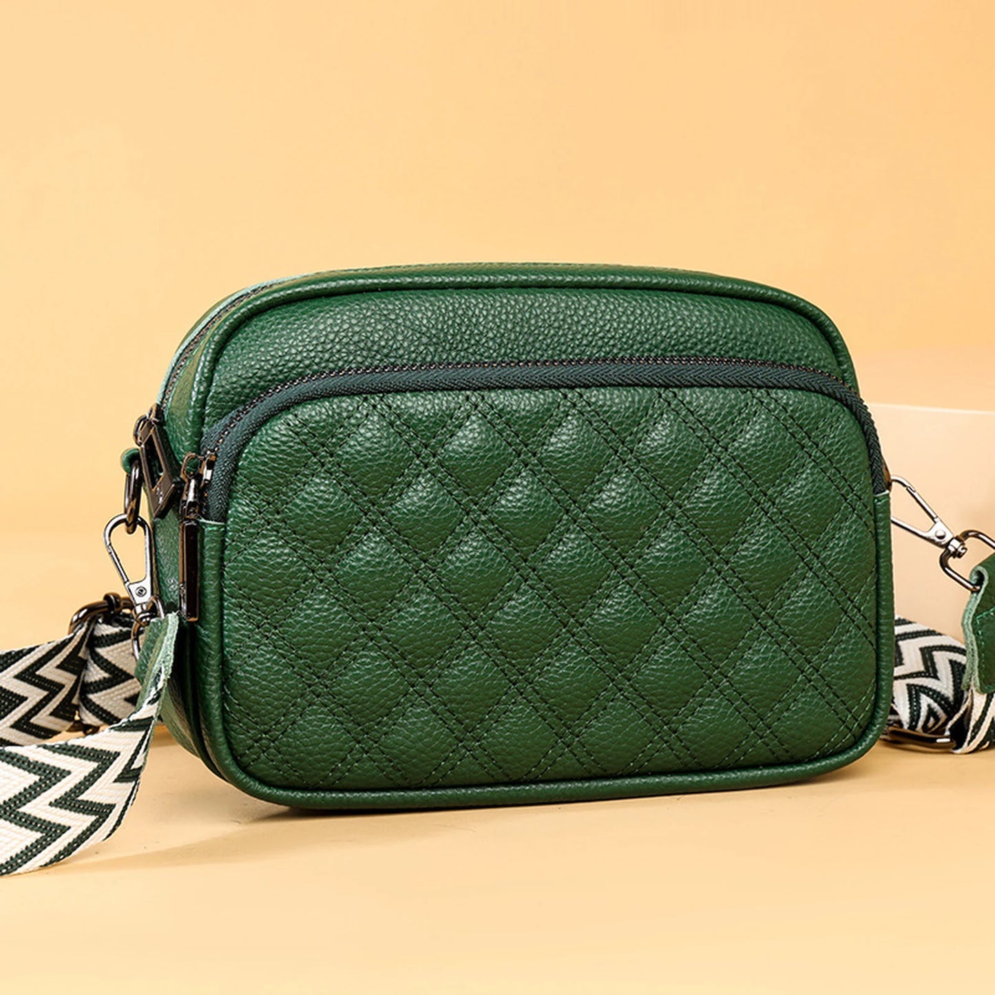 Quilted Wide-Strap Camera Bag custom OEM reference 1081 - angled view