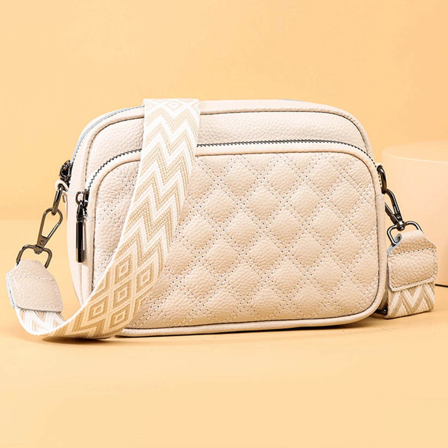 Quilted Wide-Strap Camera Bag custom OEM reference 1081 - side or carry view