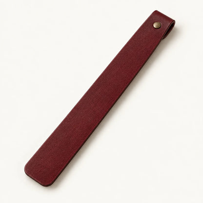 Reverse structure of the folded return tab on the leather bookmark