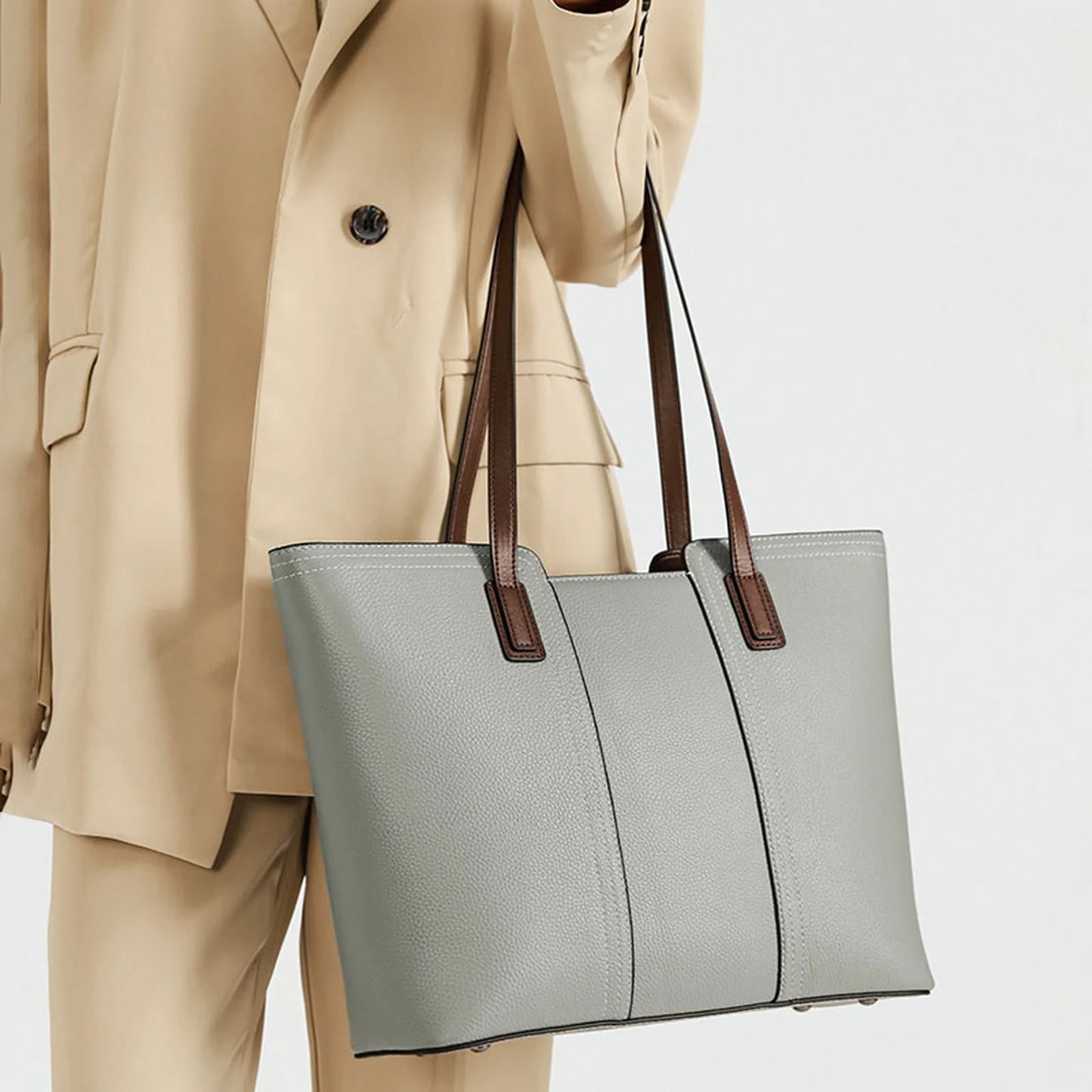 Structured Business Tote Bag custom OEM reference 5566 - angled view