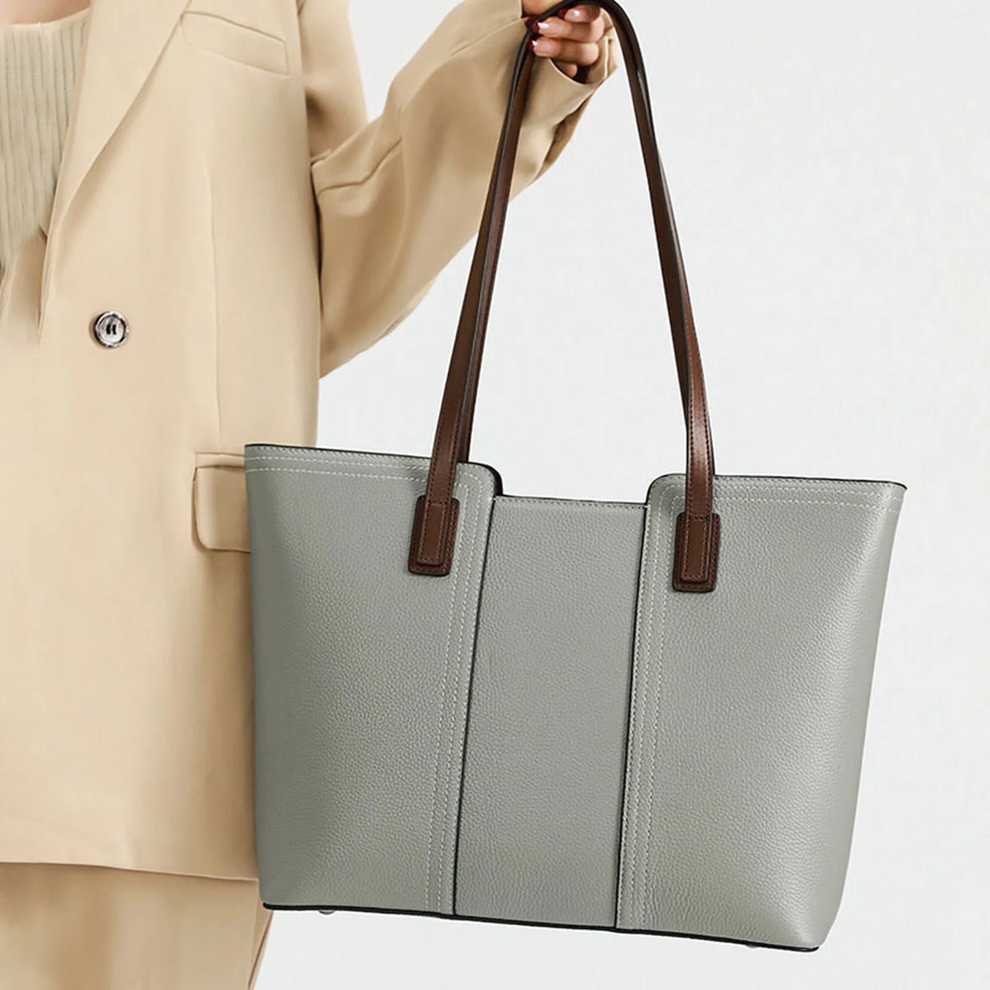 Structured Business Tote Bag custom OEM reference 5566 - side or carry view