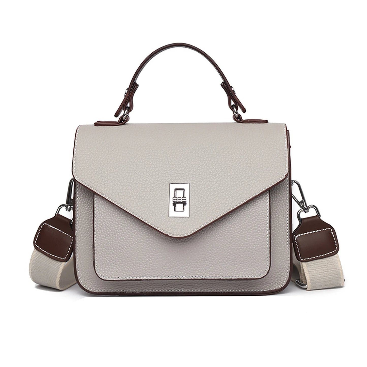 Structured Lock Flap Satchel custom OEM reference 9113 - side or carry view