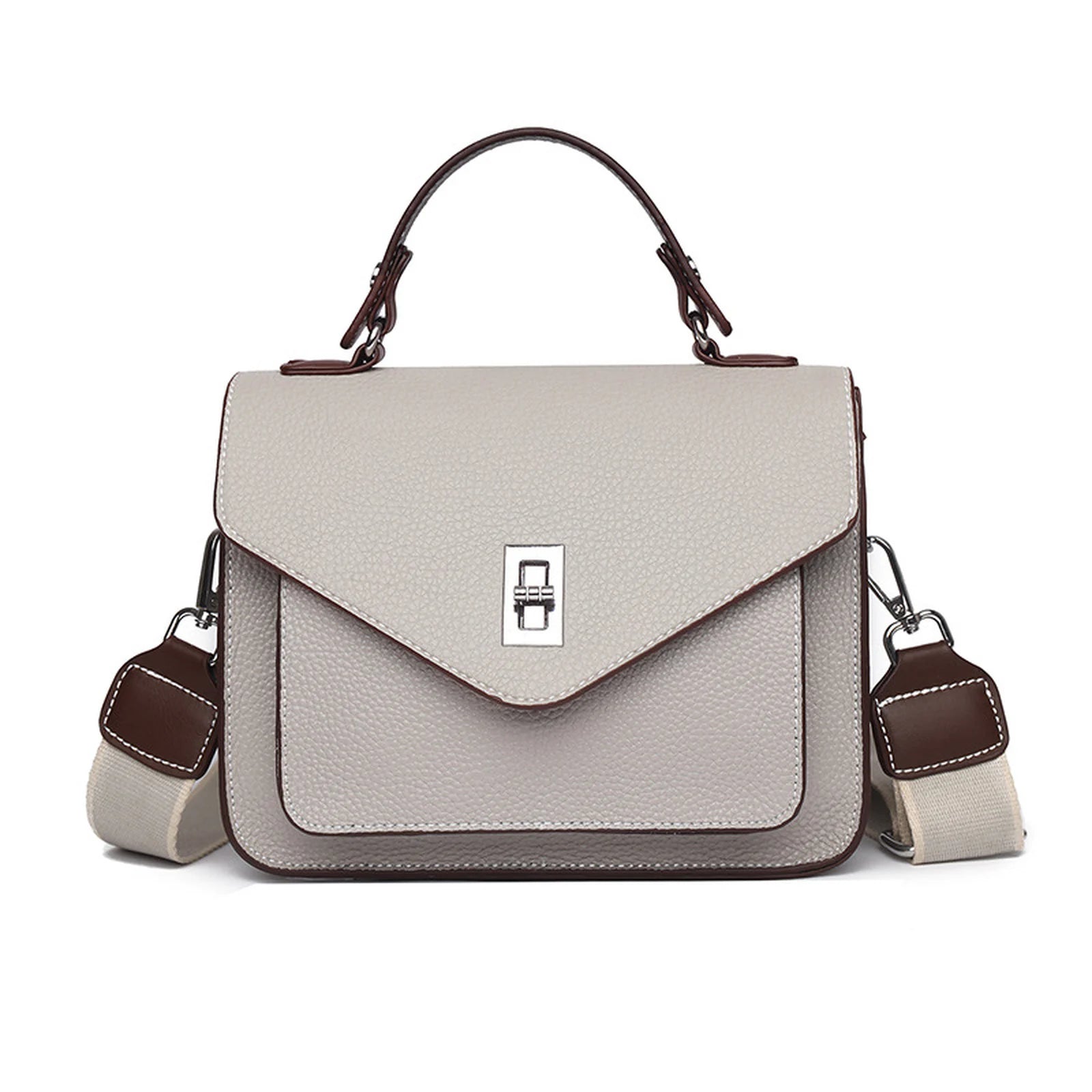 Structured Lock Flap Satchel custom OEM reference 9113 - side or carry view